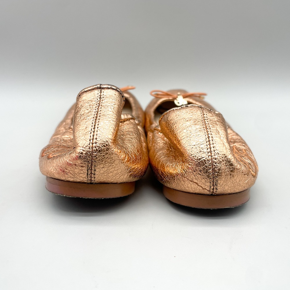 Sam Edelman Womens 9M Felicia Ballet Flats Rose Gold Metallic Leather Coquette - Picture 6 of 12